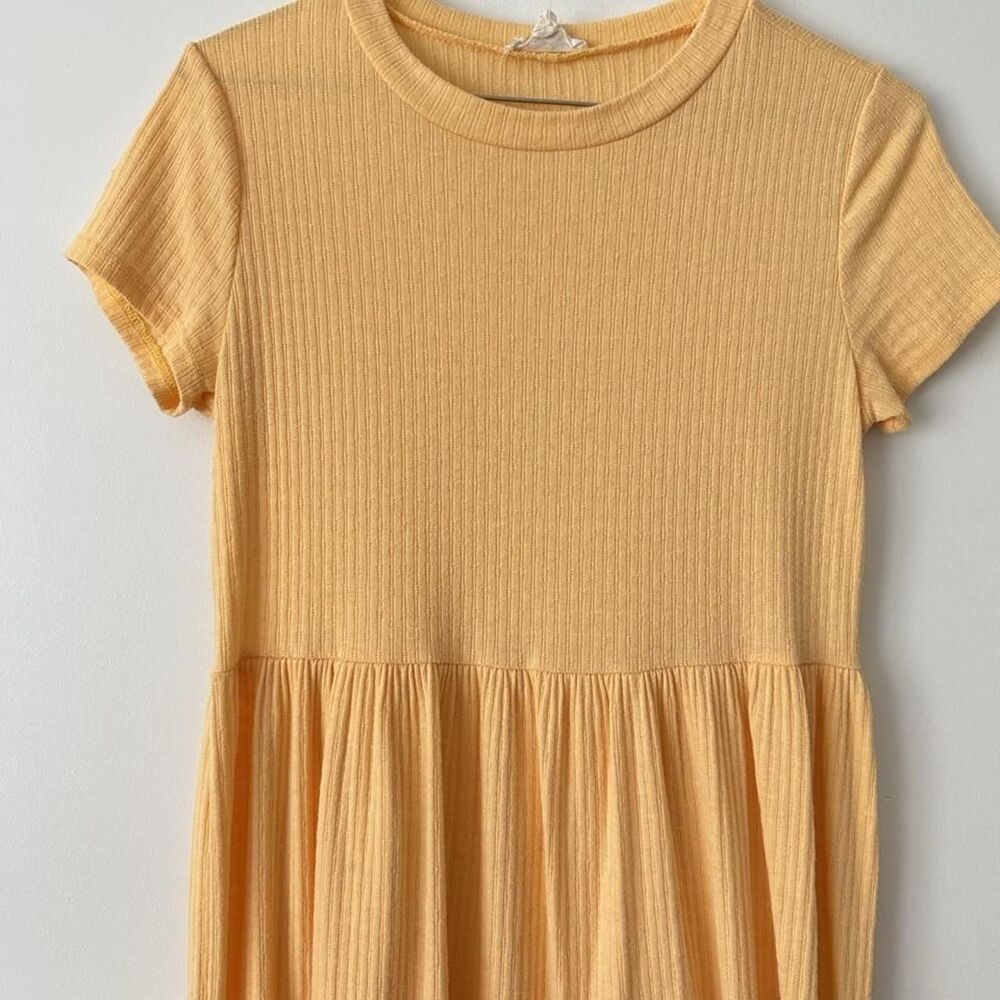See you monday women's Butter yellow ribbed babydoll knit dress size M